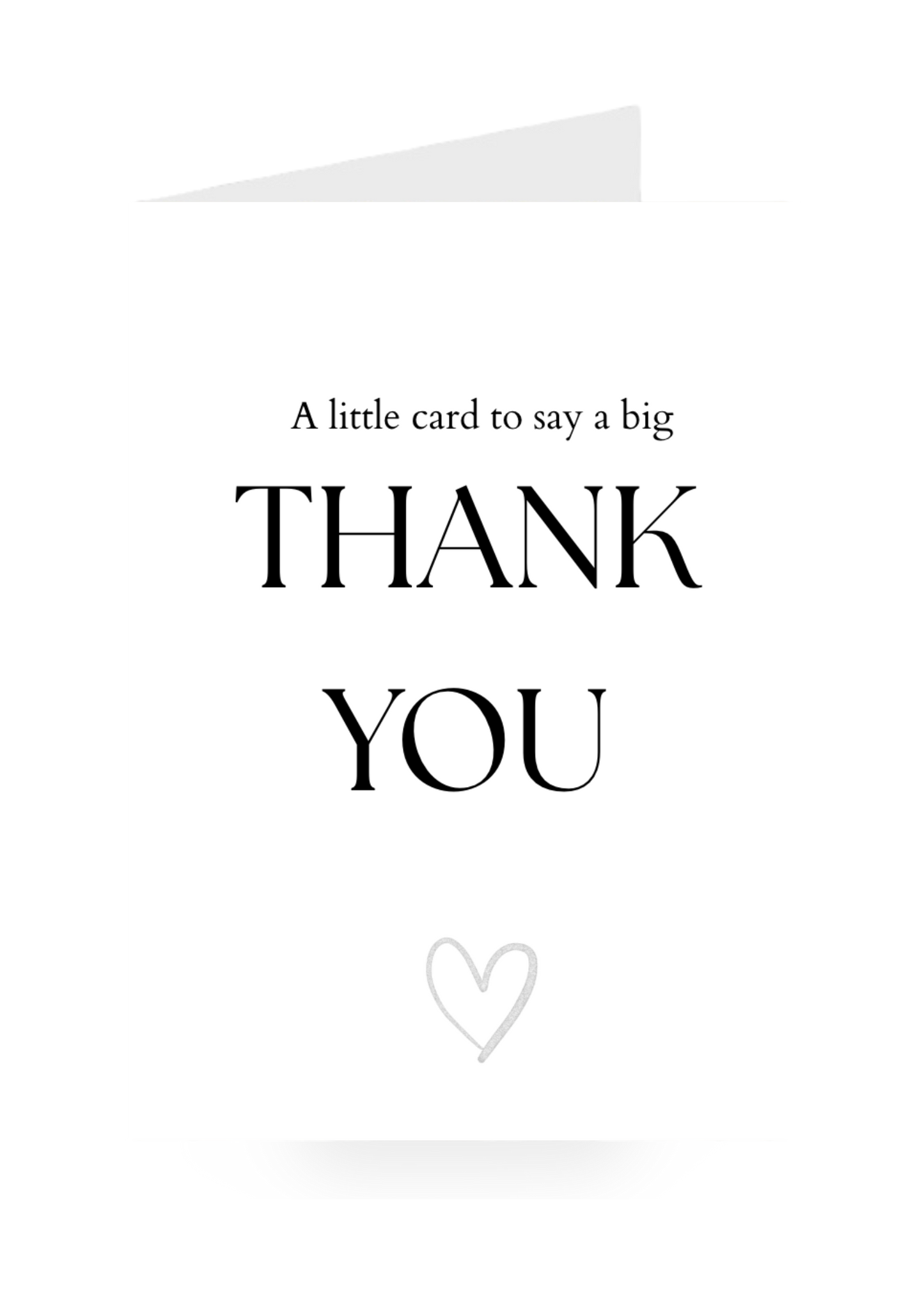 Card with 'THANK YOU' text and a heart symbol on a white background