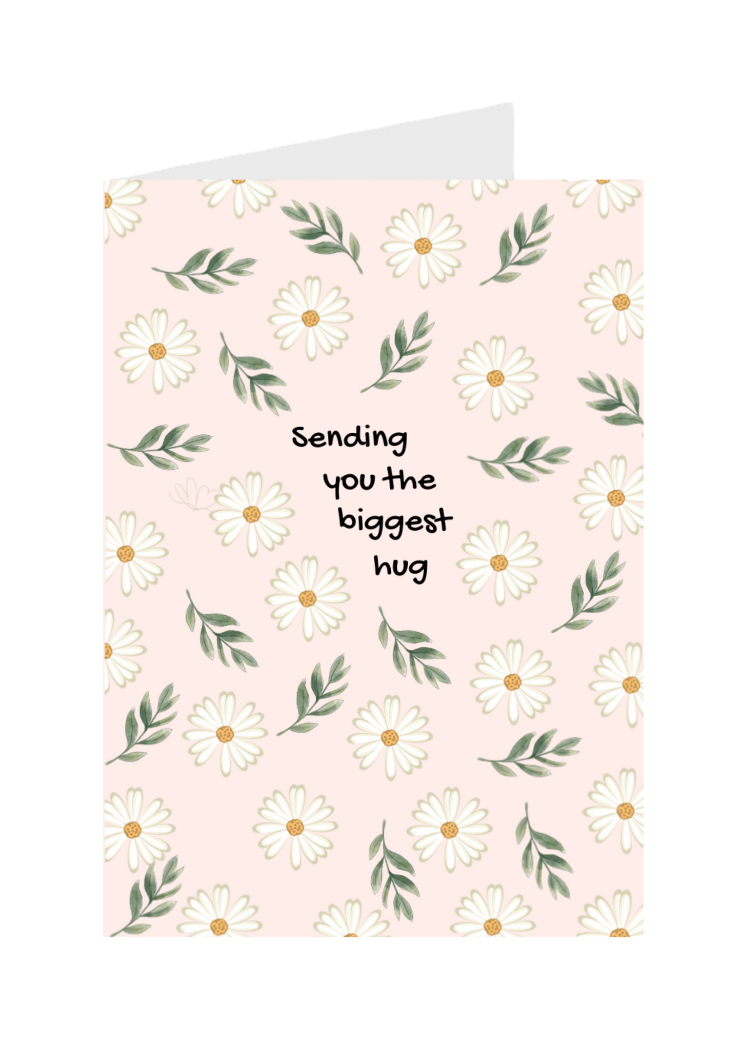 Greeting card with floral pattern and text on a white background