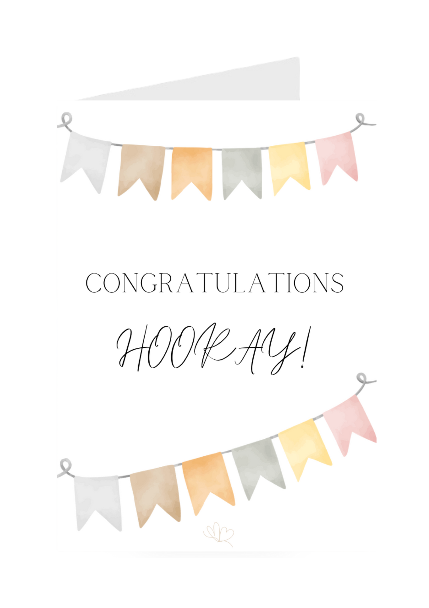 Pastel-colored banner with 'Congratulations Hooray!' text on a white background