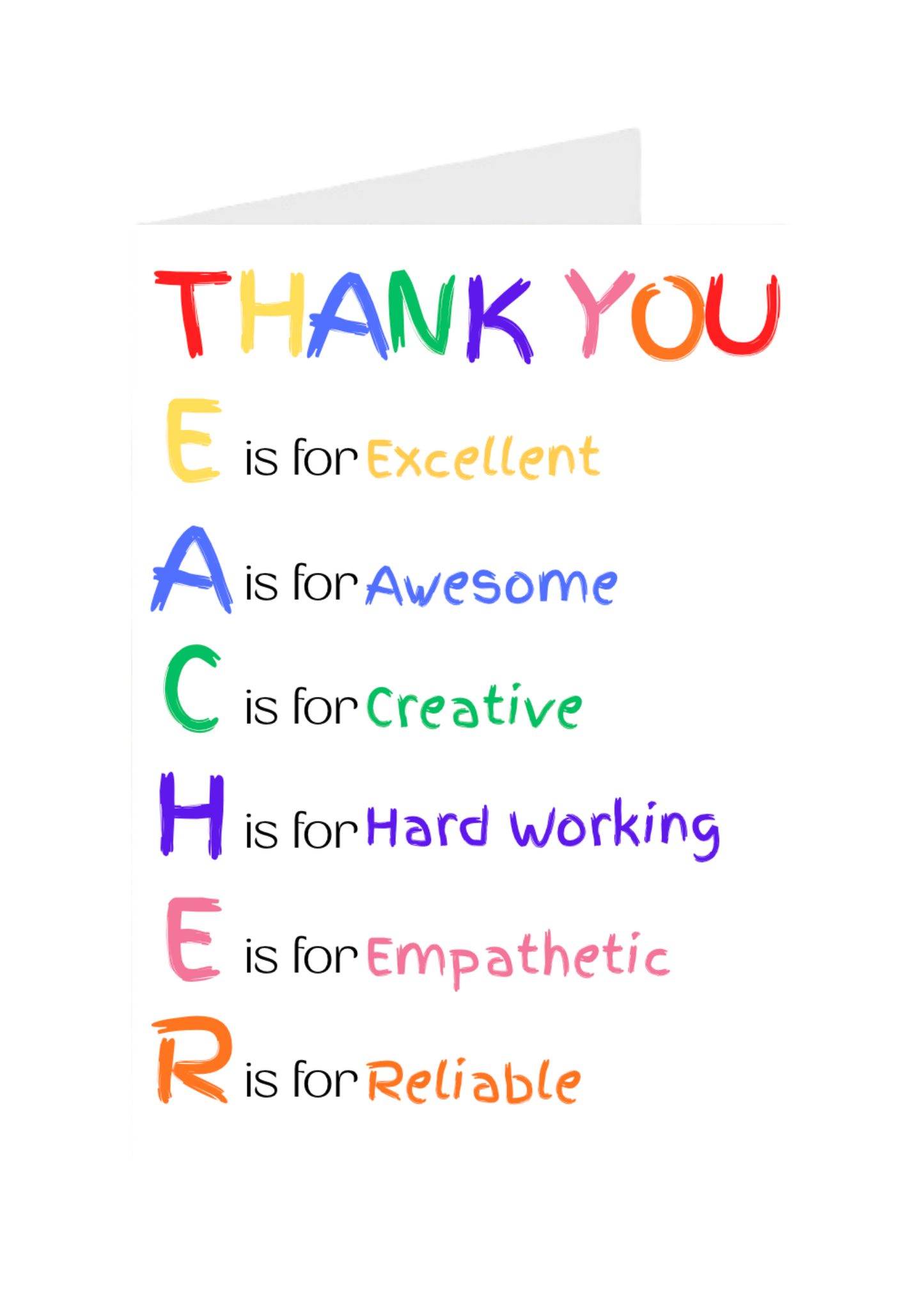 Thank You Teacher - Acrostic