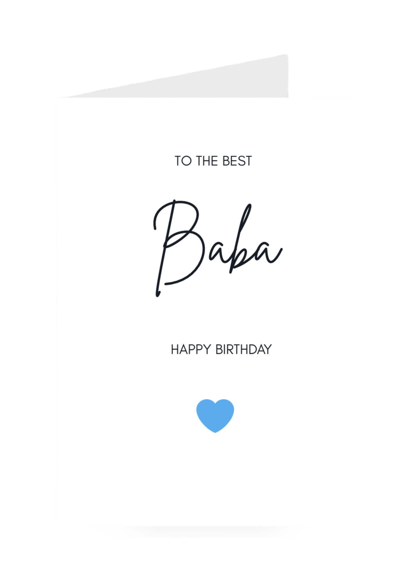 Greeting card with 'To the best Baba, Happy Birthday' text on a white background