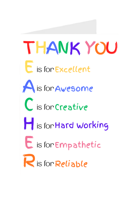 Thank You Teacher - Acrostic