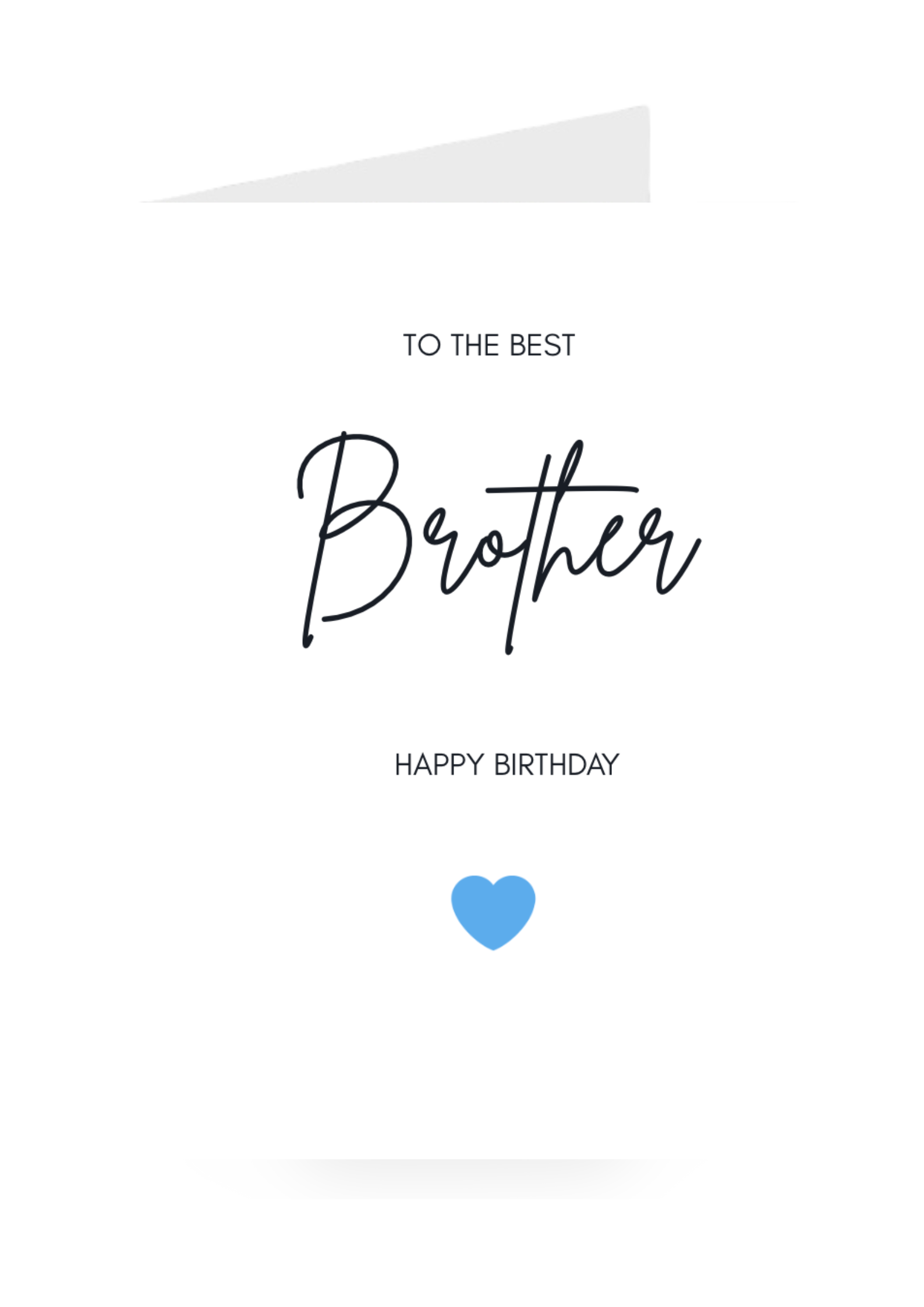 Happy Birthday card for the best brother with a blue heart on a white background